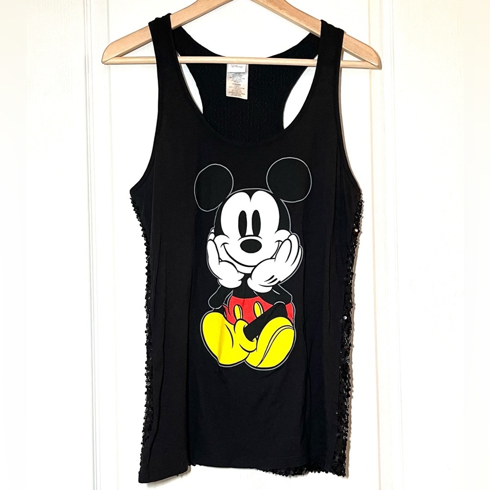 Disney Mickey Mouse Black Sequin Racerback Tank Top Sz XL Streetwear Gorpcore
